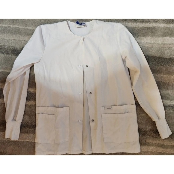 LANDAU Medical Scrub Jacket Cardigan Sweater, Lab Coat Look - XS (Fits Like S/M) - Picture 1 of 4